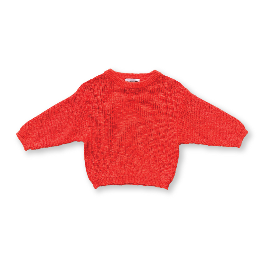 Chunky Rib Organic Pull Over - Tomato