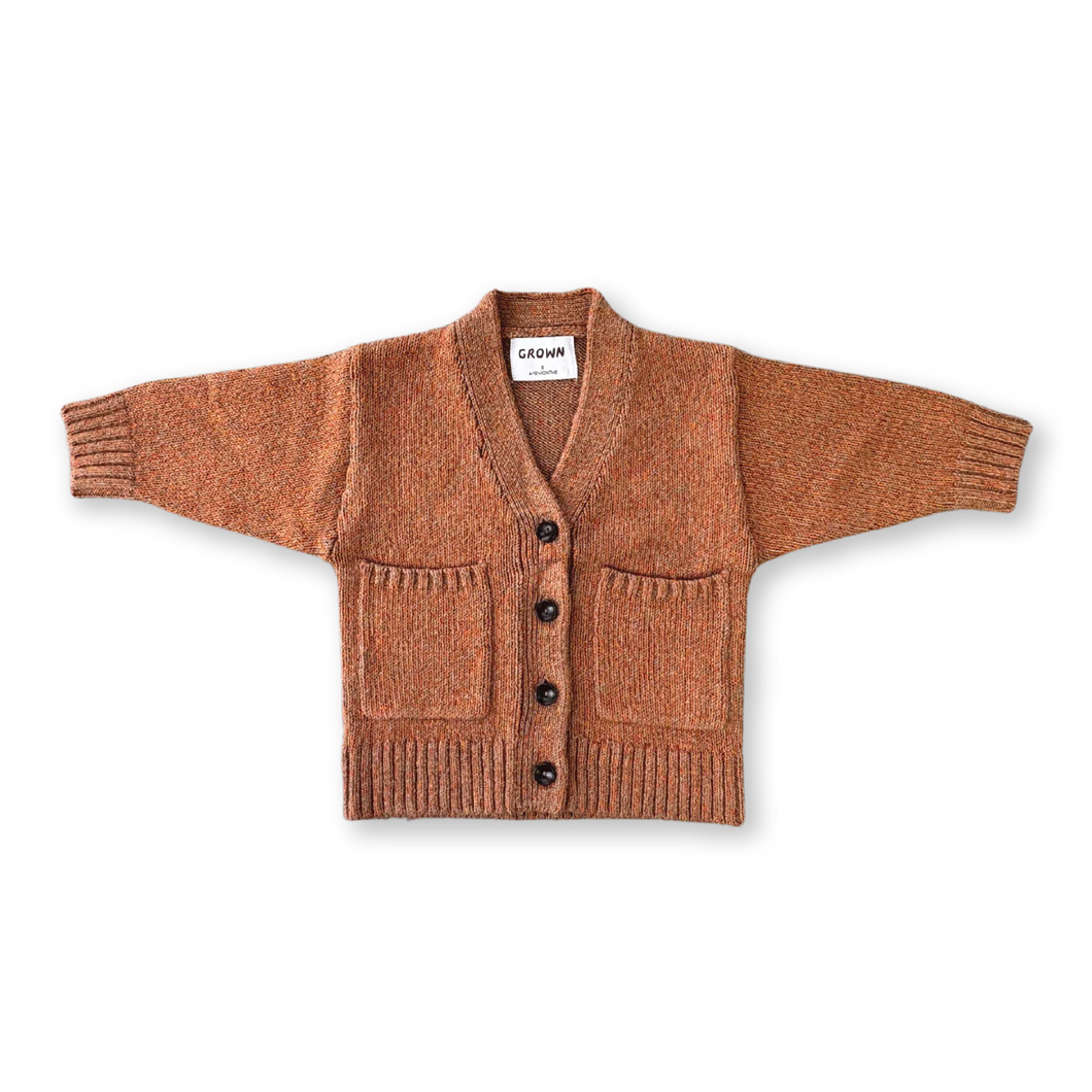 Fleck Yarn Pocket Cardigan - Tawny