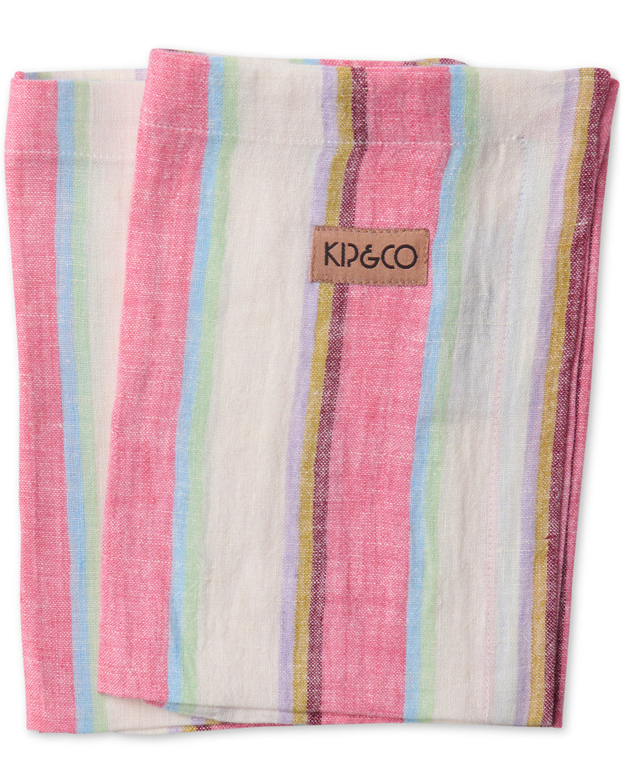 Rose Water Stripe Linen Napkin Set