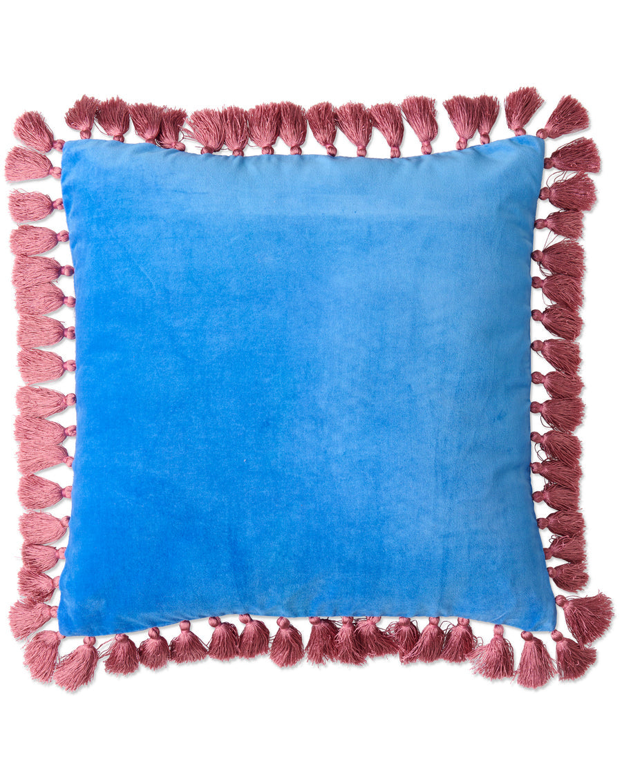 Sapphire Blush Velvet Tassel Cushion