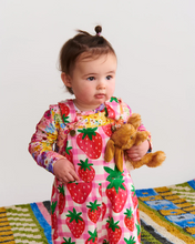 Load image into Gallery viewer, Strawberry Jam Organic Cotton Quilted Fleece Overalls
