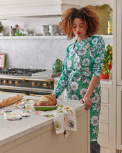 Load image into Gallery viewer, Tumbling Flowers Green Linen Apron
