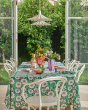 Load image into Gallery viewer, Tumbling Flowers Green Linen Tablecloth
