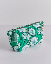 Load image into Gallery viewer, Tumbling Flowers Green Velvet Toiletry Bag
