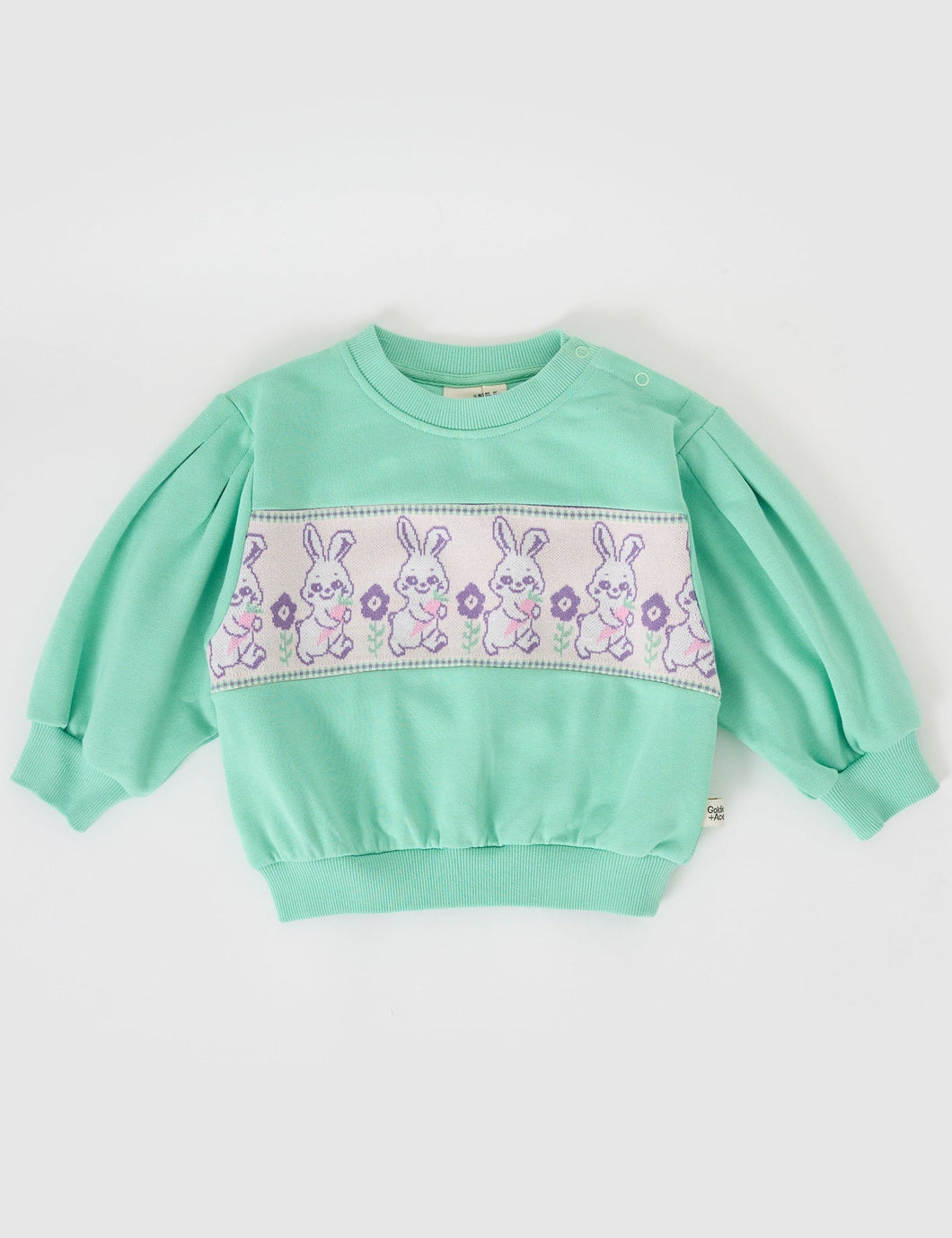 Hazel Puff Sleeve Bunny Sweater - Mint