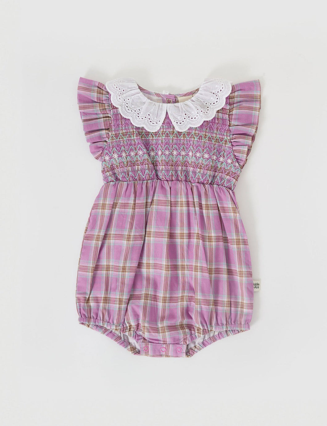 Lani Smocked Romper - Mauve Check