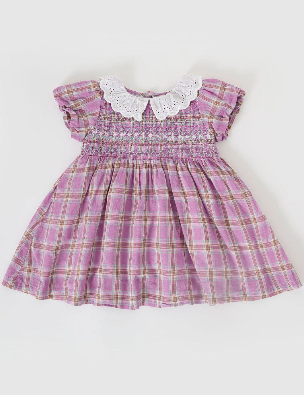 Flo Smocked Dress - Mauve Check