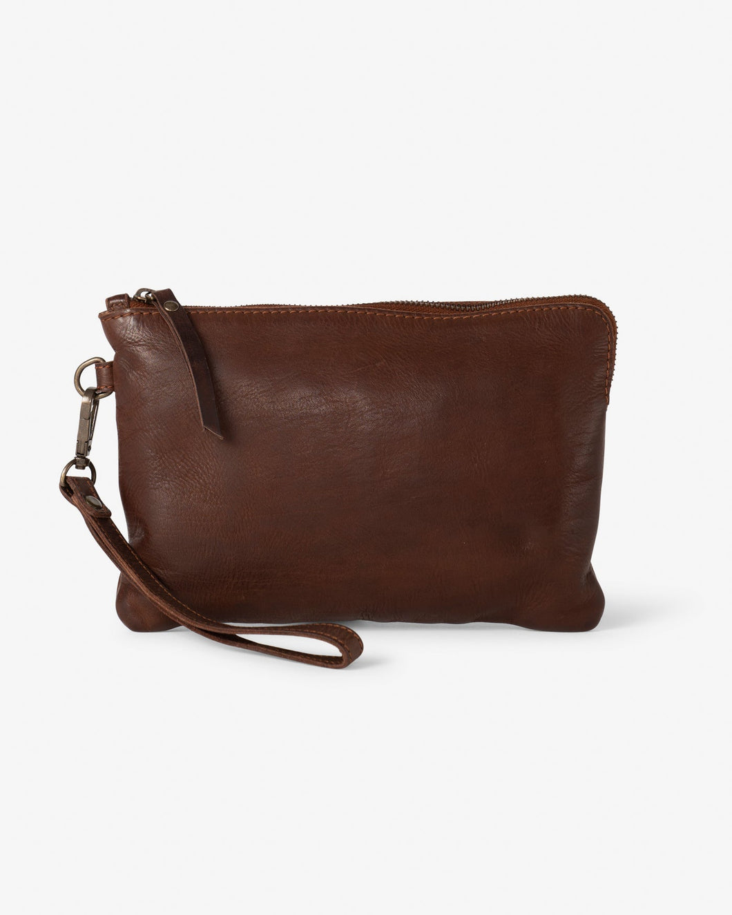 The Bindu Leather Clutch - Dark Cognac