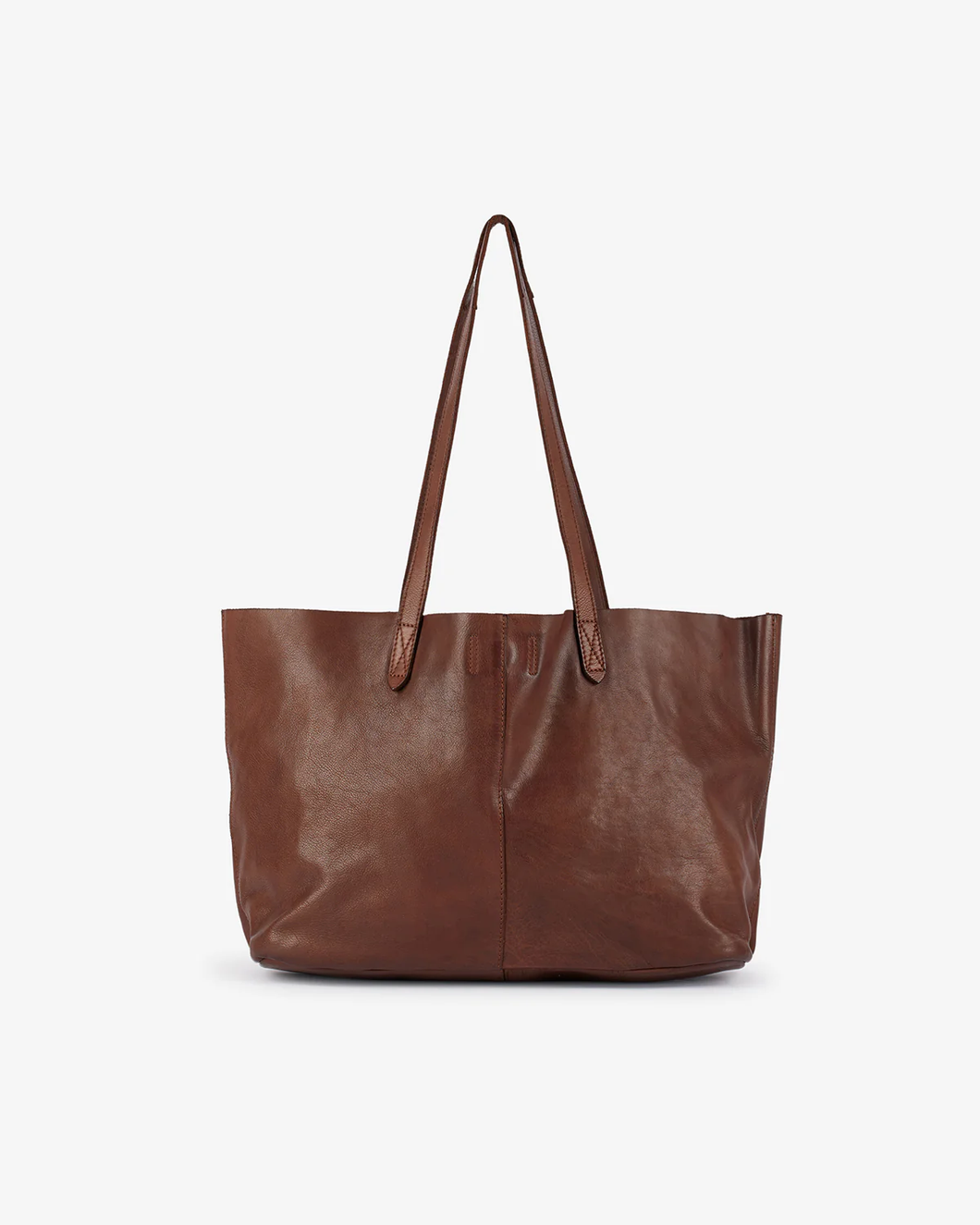 Akasha Leather Tote - Dark Cognac