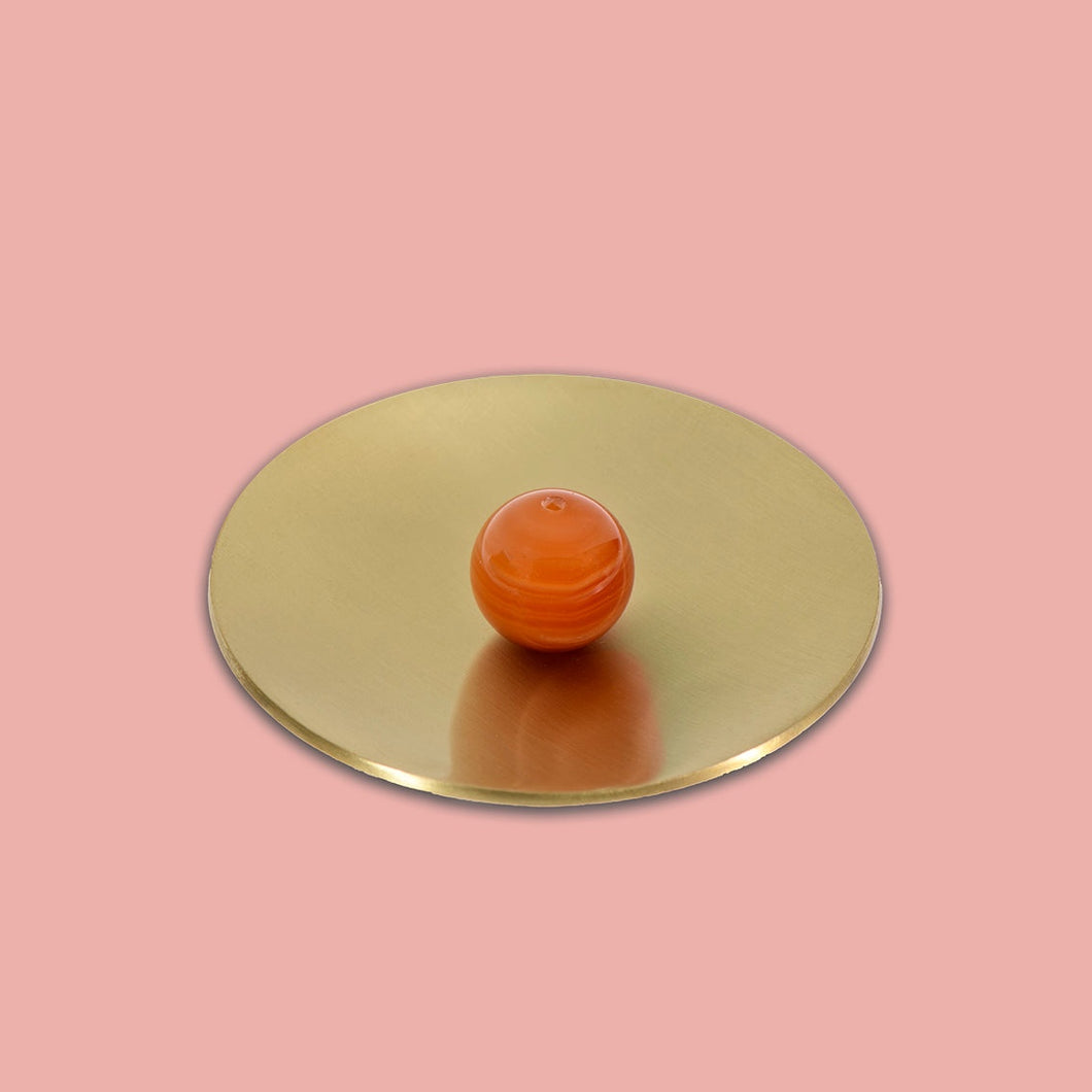 Hoseki Mari Incense Stick Holder - Carnelian crystal