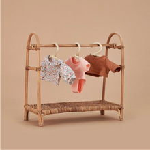 Load image into Gallery viewer, Dinkum Doll Rattan Clothes Rail &amp; Hangers
