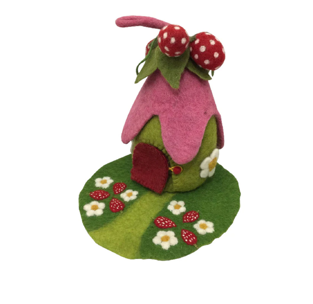 Papoose Toys | Felt Strawberry Fairy House & Mat